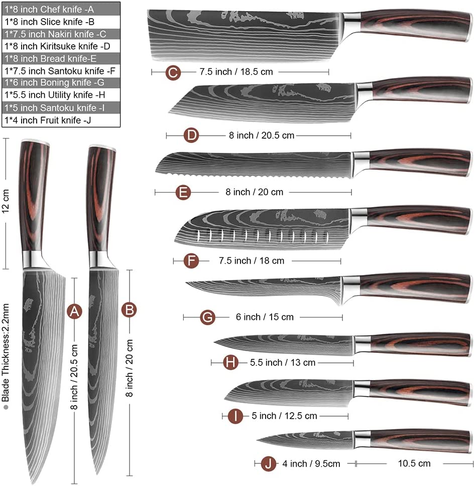 10pcs Kitchen Knife
